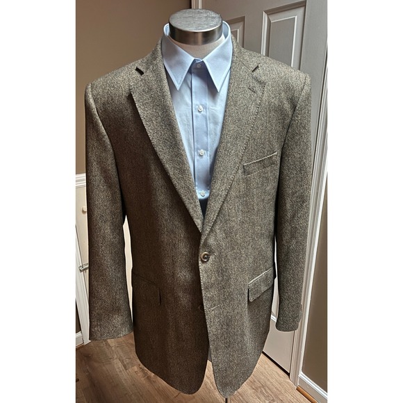Jos A Bank Wool Cashmere Blend Blazer Sport Coat Mens 44 Long Tweed